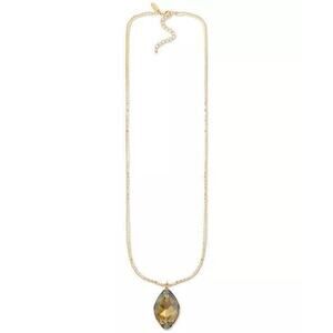 Stunning Gold Tone Crystal Pendant Necklace 36" Elegant Fashion Chic Statement
